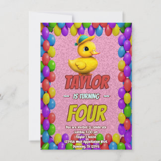 Rubber Duck Niedlich Personalisierten Geburtstag E Einladung