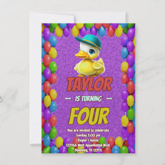 Rubber Duck Niedlich Personalisierten Geburtstag E Einladung