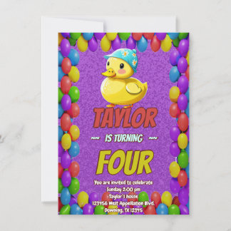 Rubber Duck Niedlich Personalisierten Geburtstag E Einladung