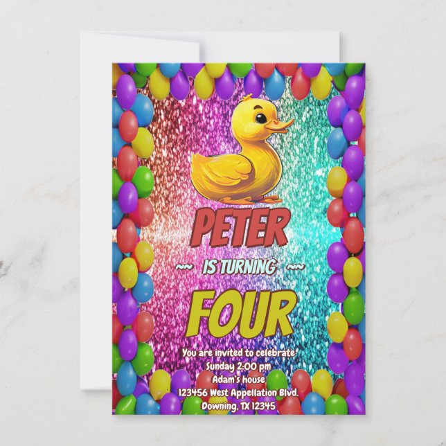 Rubber Duck Sondercharakter Geburtstag einladen Einladung (Vorderseite)