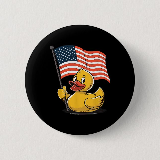 Rubber Duck USA Flag Independence Day Bath Duck 3 Button (Vorderseite)
