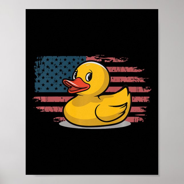 Rubber Duck Usa Flag Independence Day Bath Duck Poster (Vorne)
