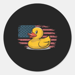 Rubber Duck Usa Flag Independence Day Bath Duck Runder Aufkleber