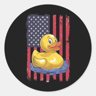 Rubber Duck Usa Flag Independence Day Bath Duck Runder Aufkleber
