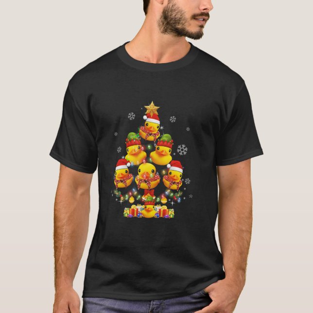 Rubber Duck Weihnachtsbaum Xmas Licht umgeben D T-Shirt (Vorderseite)