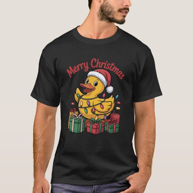 Rubber Duck Weihnachtsmannmütze Animals liebt Ugly T-Shirt (Vorderseite)