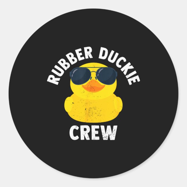Rubber Duckie Crew Funny Rubber Duck  Runder Aufkleber (Vorderseite)