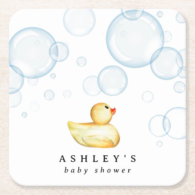 Rubber Ducky Baby Dusche Rechteckiger Pappuntersetzer (Vorderseite)