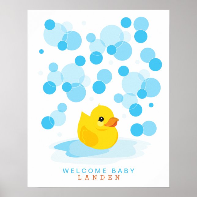 Rubber Ducky | Babydusche Gästebuch Print (Vorne)