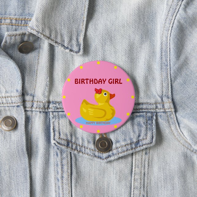 Rubber Ducky "Birthday Girl" Button (Beispiel)