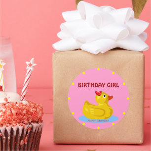 Rubber Ducky "Birthday Girl" Runder Aufkleber
