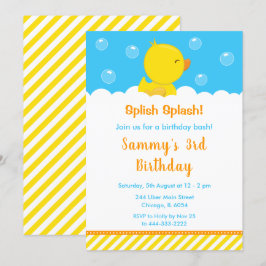 Rubber Ducky Birthday Party Gelb und Blau Einladung