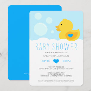 Rubber Ducky Blue Boy Baby Duwer Einladung
