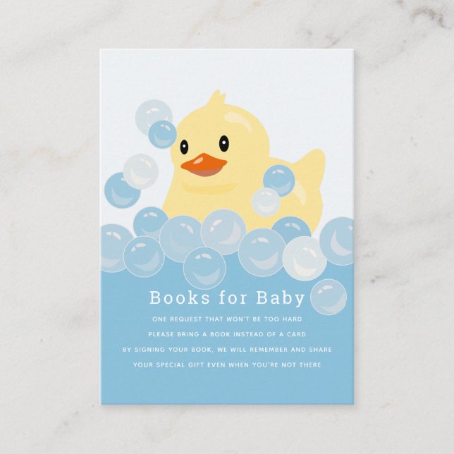 Rubber Ducky Boy Blue Baby Showbuchanfrage Begleitkarte (Vorderseite)
