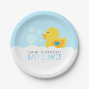 Rubber Ducky Bubble Bath Boy Baby Dusche Pappteller
