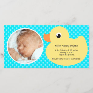 Rubber Ducky Bubble Frame New Baby Foto Cards Ankündigung