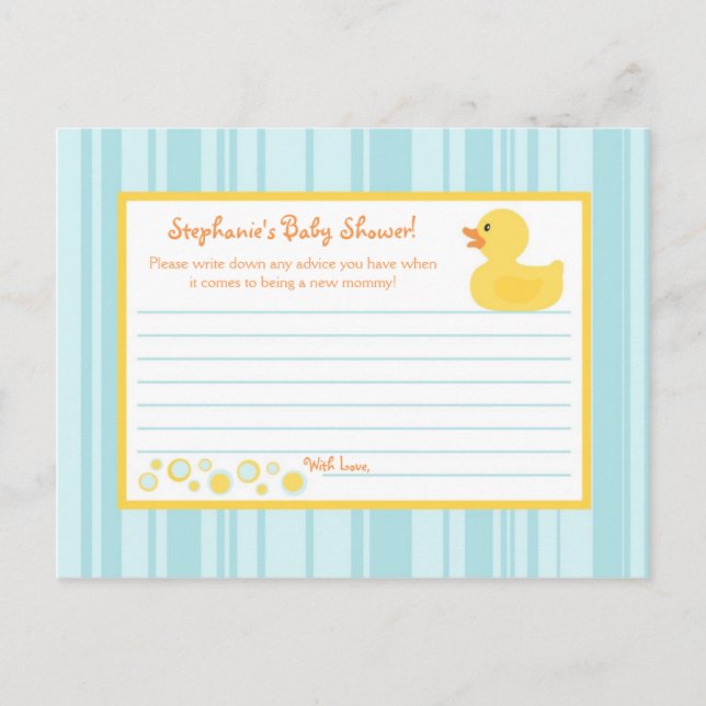 Rubber Ducky Bubbles für die schriftliche Ratschlä Hinweiskarte (Vorderseite)