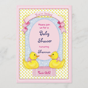 Rubber Ducky Twin Girls Einladung