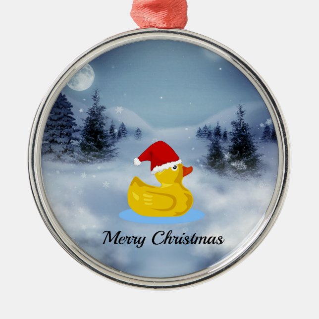 Rubber Ducky Weihnachtsgrüße Ornament Aus Metall (Vorne)