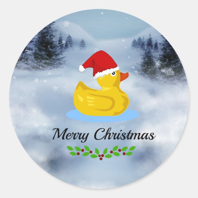 Rubber Ducky Weihnachtsgrüße Runder Aufkleber (Vorderseite)