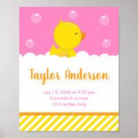 Rubber Ducky Yellow and Pink Birth Statistics