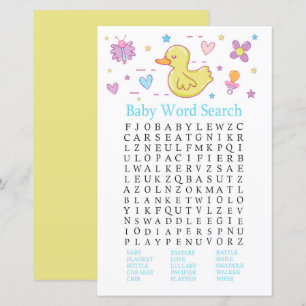 Rubber-Ente Baby Shower Word Search Game