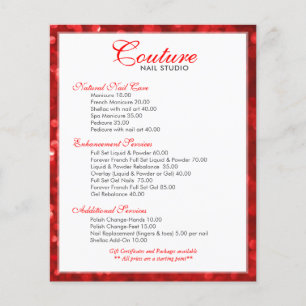 Rubby-Red Bokeh Glitzer Menu List Flyer