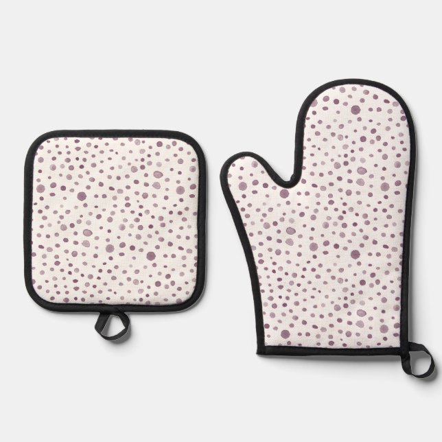 Rüben Confetti Wasserfarben Punkte Ofenhandschuh & Topflappen-Set (Vorderseite)