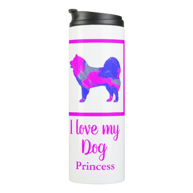 Rübenhunde Hot Pink & Blue Silhouette Thermosbecher (Nach rechts gedreht)