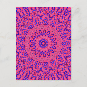 Rübenrosa und französisch-blaues Kaleidoskop Postkarte