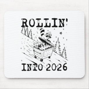 Rüberrollen ins 2026 Waschbären-Müllcontainer-Feue Mousepad