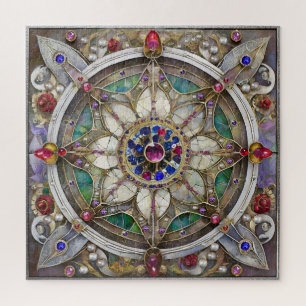 Rubin, Amethyst, Saphir und Perlen-Mandala