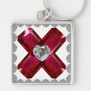 Rubin-Diamant-Kunst, roter Schlüsselanhänger