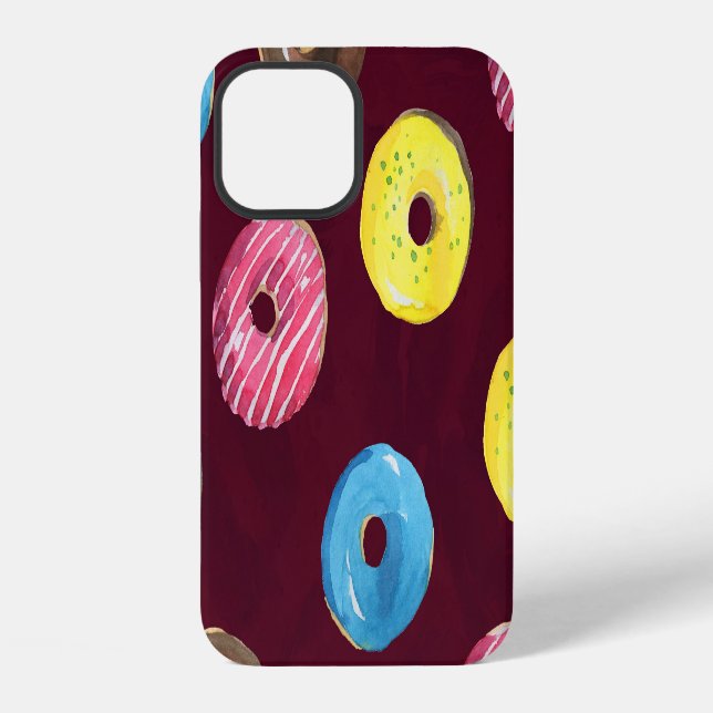 Rubin-Donuts: Wasserfarbene nahtlose Muster. iPhone 12 Hülle (Rückseite)