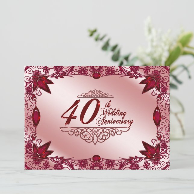 Rubin Hochzeit 40. Hochzeitstag 5x7 Einladung (Stehend Vorderseite)