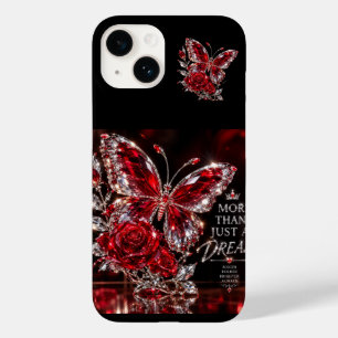 Rubin Kristall Schmetterling & Rose Case-Mate iPhone 14 Hülle