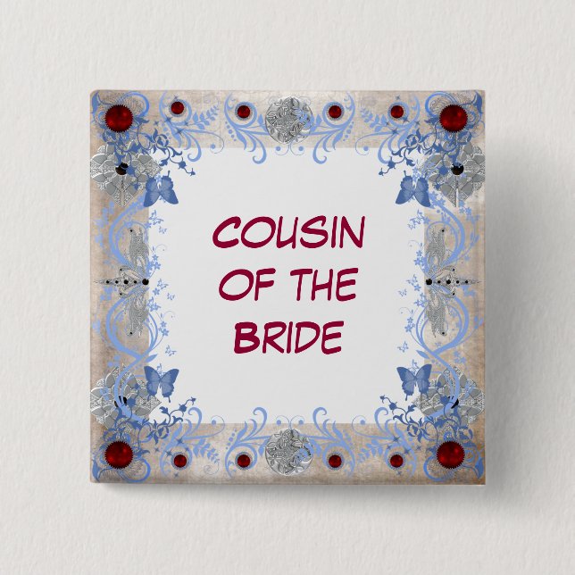 Rubin-Kunst-Deko Wedding Button (Vorderseite)