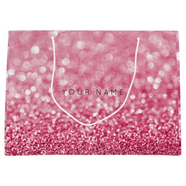 Rubin Pink Wein Weißer Glitzer Gefallen Geschenkta Große Geschenktüte (Vorderseite)
