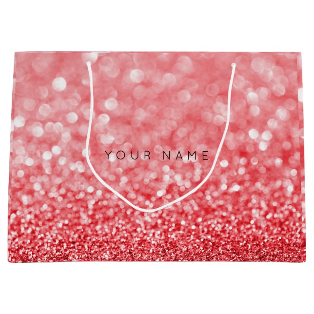 Rubin Red Wine White Glitzer Gefallen Geschenktasc Große Geschenktüte (Vorderseite)