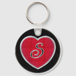 Rubin-und Onyx-Monogramm-Schlüsselanhänger Schlüsselanhänger