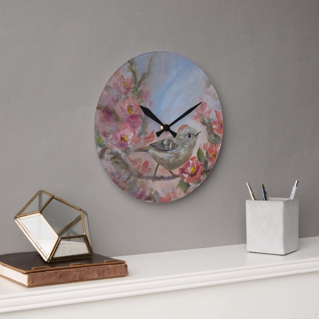 Rubinkönig-Vogel Große Wanduhr (Büro)