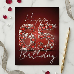Rubinrot & Diamant Glitter 65. Geburtstag Postkarte