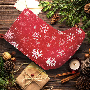 Rubinrot Festlich Weihnachten Weiße Schneeflocken Kleiner Weihnachtsstrumpf