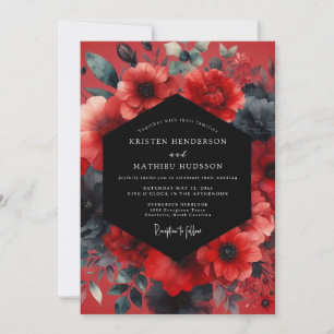 Rubinrote Anemone Hochzeit Einladung