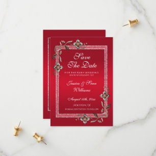 Rubinrote Edelsteine & Glitter Rubin 40. Hochzeit Save The Date