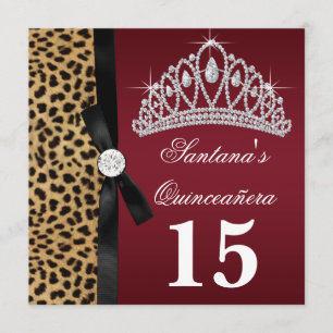 Rubinrote Leoparden Quinceanera Einladungen