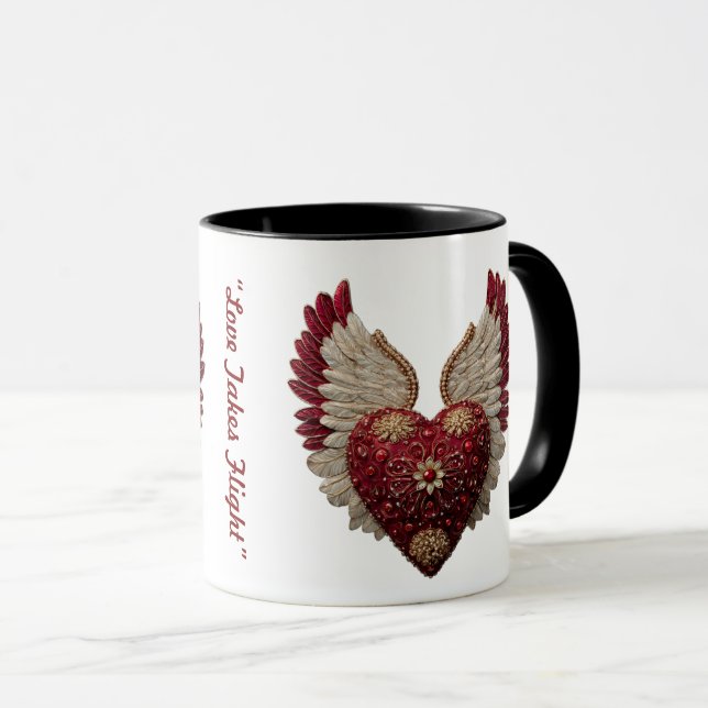 "Rubinrote Liebesflügel" Tasse (VorderseiteRechts)