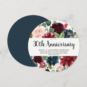 Rubinrote Weinblüten 30. Hochzeitstag Einladung