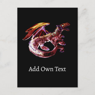 Rubinroter Drache Feurige Fantasie Mythisches Tier Feiertagspostkarte