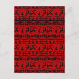 Rubinroter Rentier-Pullover-Weihnachten Feiertagspostkarte